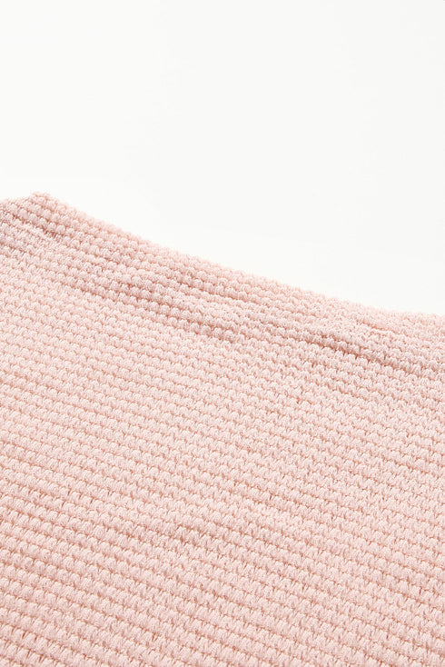 Slouchy Waffle Knit Off The Shoulder Dolman Sleeve Pullover Tunic Top