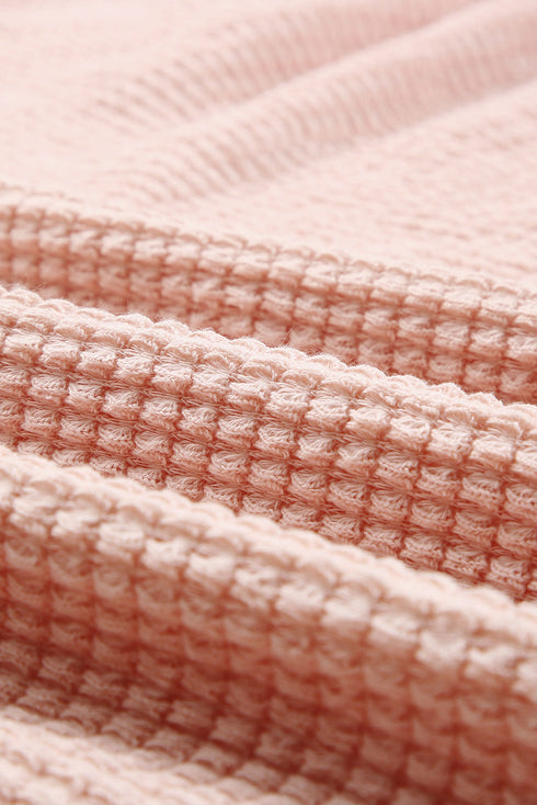 Slouchy Waffle Knit Off The Shoulder Dolman Sleeve Pullover Tunic Top