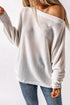 Slouchy Waffle Knit Off The Shoulder Dolman Sleeve Pullover Tunic Top