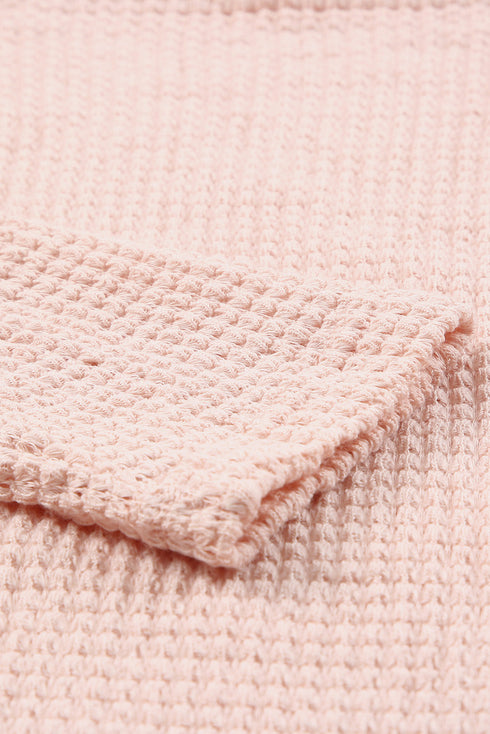 Slouchy Waffle Knit Off The Shoulder Dolman Sleeve Pullover Tunic Top