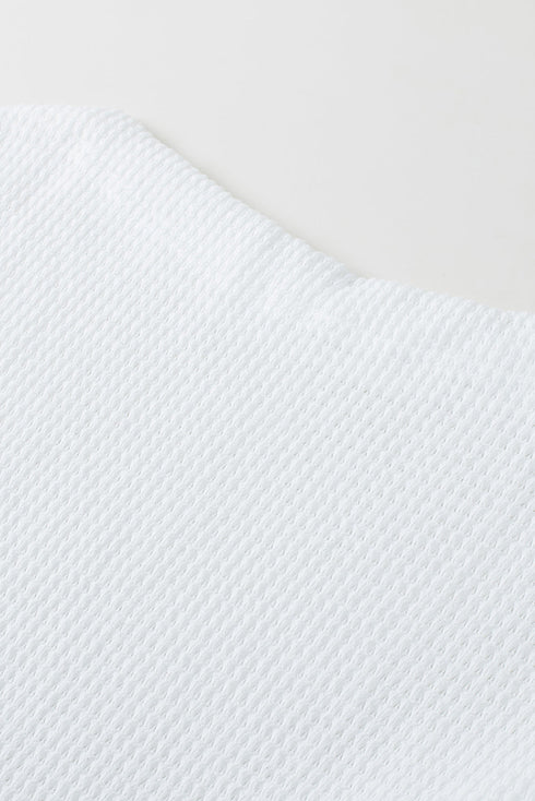 Slouchy Waffle Knit Off The Shoulder Dolman Sleeve Pullover Tunic Top