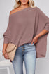 Slouchy Waffle Knit Off The Shoulder Dolman Sleeve Pullover Tunic Top