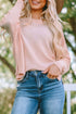 Slouchy Waffle Knit Off The Shoulder Dolman Sleeve Pullover Tunic Top