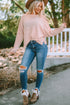 Slouchy Waffle Knit Off The Shoulder Dolman Sleeve Pullover Tunic Top