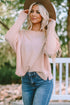 Slouchy Waffle Knit Off The Shoulder Dolman Sleeve Pullover Tunic Top