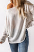 Slouchy Waffle Knit Off The Shoulder Dolman Sleeve Pullover Tunic Top