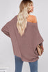 Slouchy Waffle Knit Off The Shoulder Dolman Sleeve Pullover Tunic Top