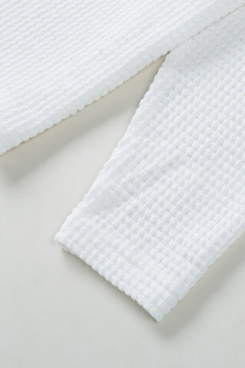 Slouchy Waffle Knit Off The Shoulder Dolman Sleeve Pullover Tunic Top