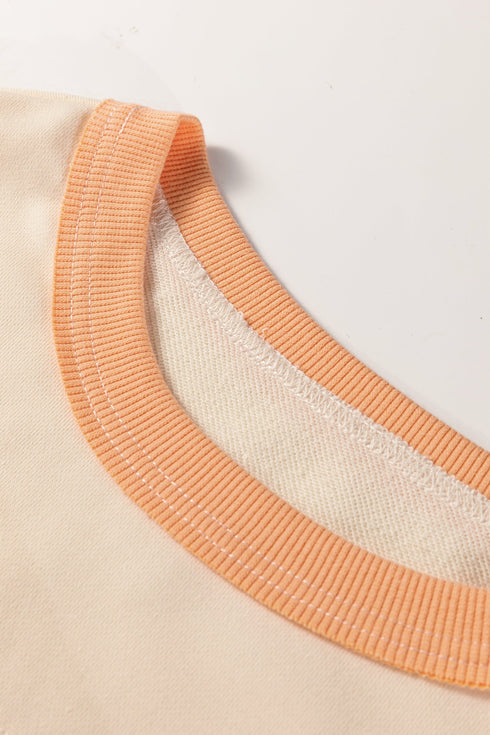Slouchy Wide Neck Exposed Stitch Paneled Pullover