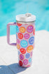 Smiley Face Pattern Large Capacity Alloy Travel Tumbler