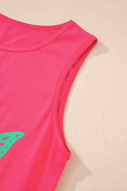 Smiling Sun Graphic Sleeveless Jersey Tank Top
