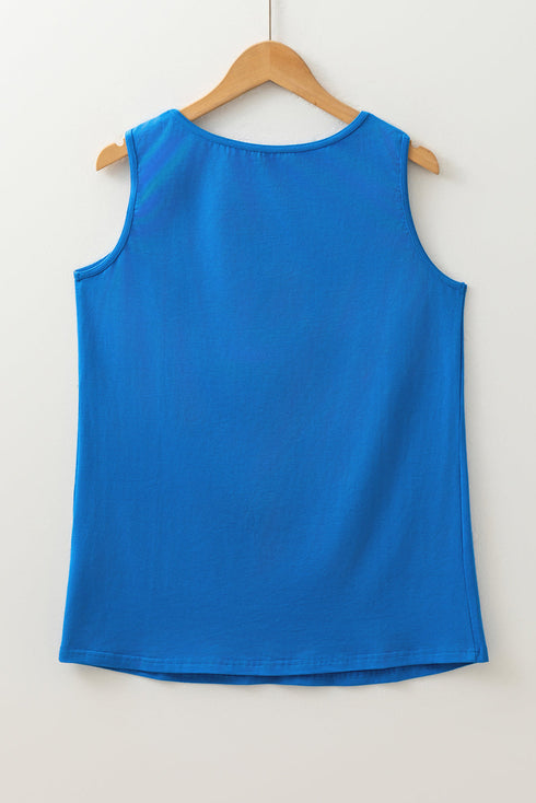 Smiling Sun Graphic Sleeveless Jersey Tank Top