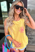 Smiling Sun Graphic Sleeveless Jersey Tank Top