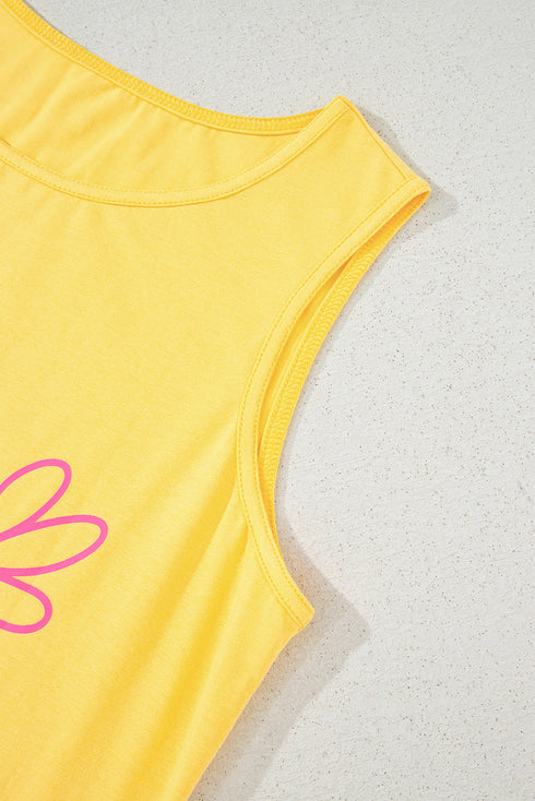 Smiling Sun Graphic Sleeveless Jersey Tank Top