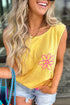 Smiling Sun Graphic Sleeveless Jersey Tank Top