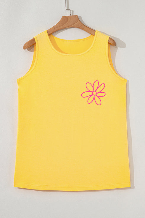 Smiling Sun Graphic Sleeveless Jersey Tank Top