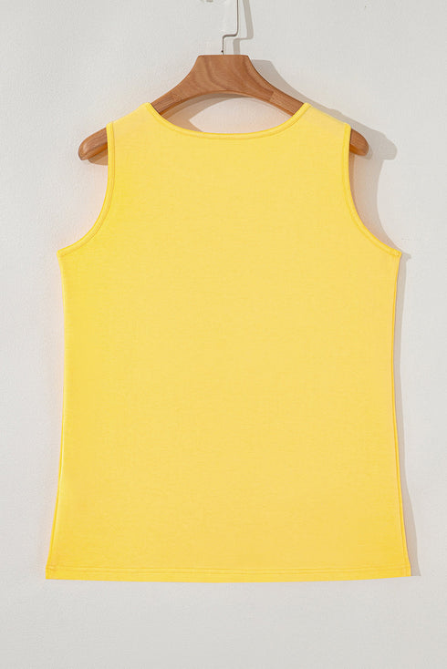 Smiling Sun Graphic Sleeveless Jersey Tank Top