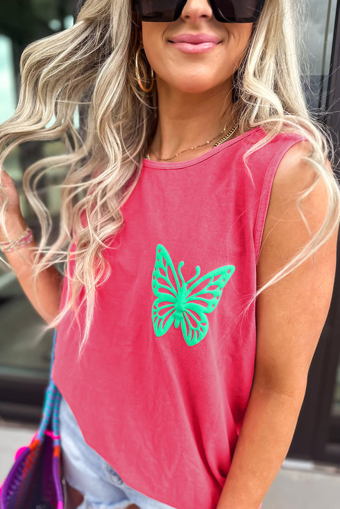 Smiling Sun Graphic Sleeveless Jersey Tank Top