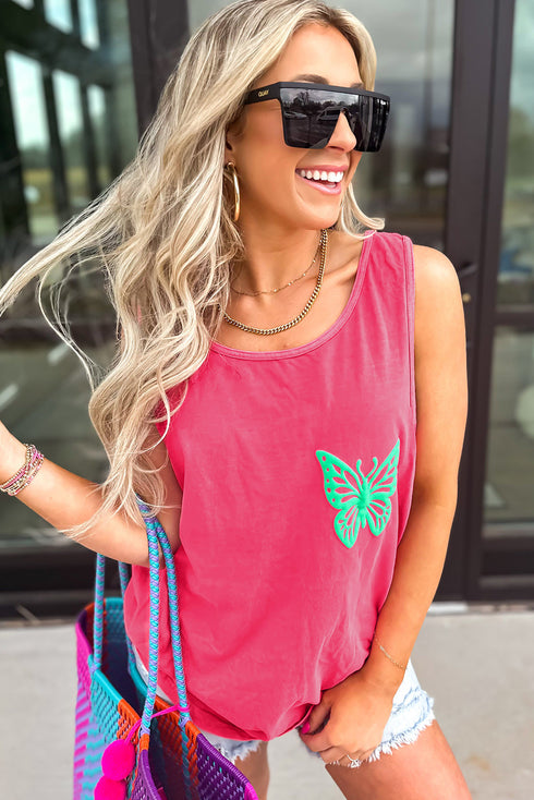 Smiling Sun Graphic Sleeveless Jersey Tank Top
