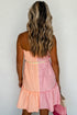 Smocked Bodice Button Front Striped Mini Dress