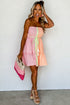 Smocked Bodice Button Front Striped Mini Dress