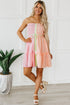 Smocked Bodice Button Front Striped Mini Dress