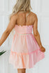 Smocked Bodice Button Front Striped Mini Dress