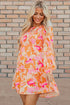Smocked Bodice Floral Long Sleeve Tiered Mini Dress