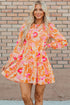 Smocked Bodice Floral Long Sleeve Tiered Mini Dress