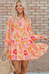 Smocked Bodice Floral Long Sleeve Tiered Mini Dress