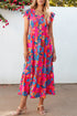 Smocked Bodice Flutter Sleeve Tiered Floral Maxi Dress