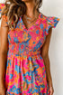Smocked Bodice Flutter Sleeve Tiered Floral Maxi Dress