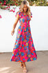 Smocked Bodice Flutter Sleeve Tiered Floral Maxi Dress