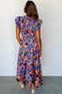 Smocked Bodice Flutter Sleeve Tiered Floral Maxi Dress