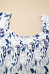 Smocked Bodice Puff Sleeve Bohemian A Line Floral Dress