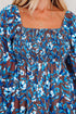 Smocked Bodice Ruffled Sleeve A Line Floral Dress