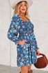 Smocked Bodice Ruffled Sleeve A Line Floral Dress