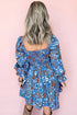 Smocked Bodice Ruffled Sleeve A Line Floral Dress