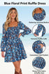 Smocked Bodice Ruffled Sleeve A Line Floral Dress
