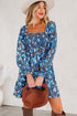 Smocked Bodice Ruffled Sleeve A Line Floral Dress