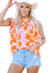 Smocked Bodice Ruffled Sleeve Floral Print Top