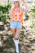 Smocked Bodice Ruffled Sleeve Floral Print Top