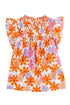 Smocked Bodice Ruffled Sleeve Floral Print Top