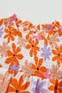 Smocked Bodice Ruffled Sleeve Floral Print Top
