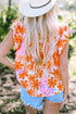 Smocked Bodice Ruffled Sleeve Floral Print Top