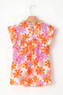 Smocked Bodice Ruffled Sleeve Floral Print Top