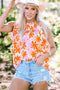 Smocked Bodice Ruffled Sleeve Floral Print Top