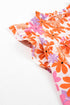 Smocked Bodice Ruffled Sleeve Floral Print Top