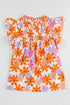 Smocked Bodice Ruffled Sleeve Floral Print Top