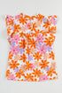 Smocked Bodice Ruffled Sleeve Floral Print Top